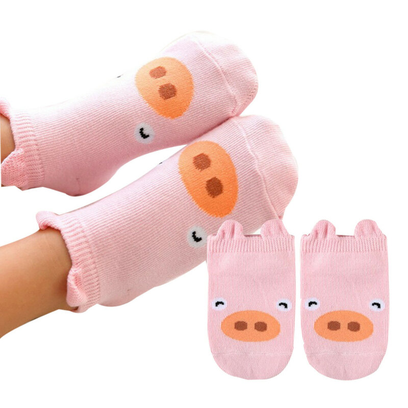 Meias para recém-nascidos, meias de algodão antiderrapantes estampadas para bebês meninos e meninas