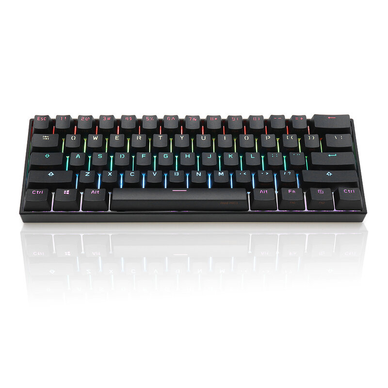 Миниатюрная портативная беспроводная механическая клавиатура ANNE Pro2 с bluetooth 60%, игровая клавиатура с красным, синим, коричневым переключател...
