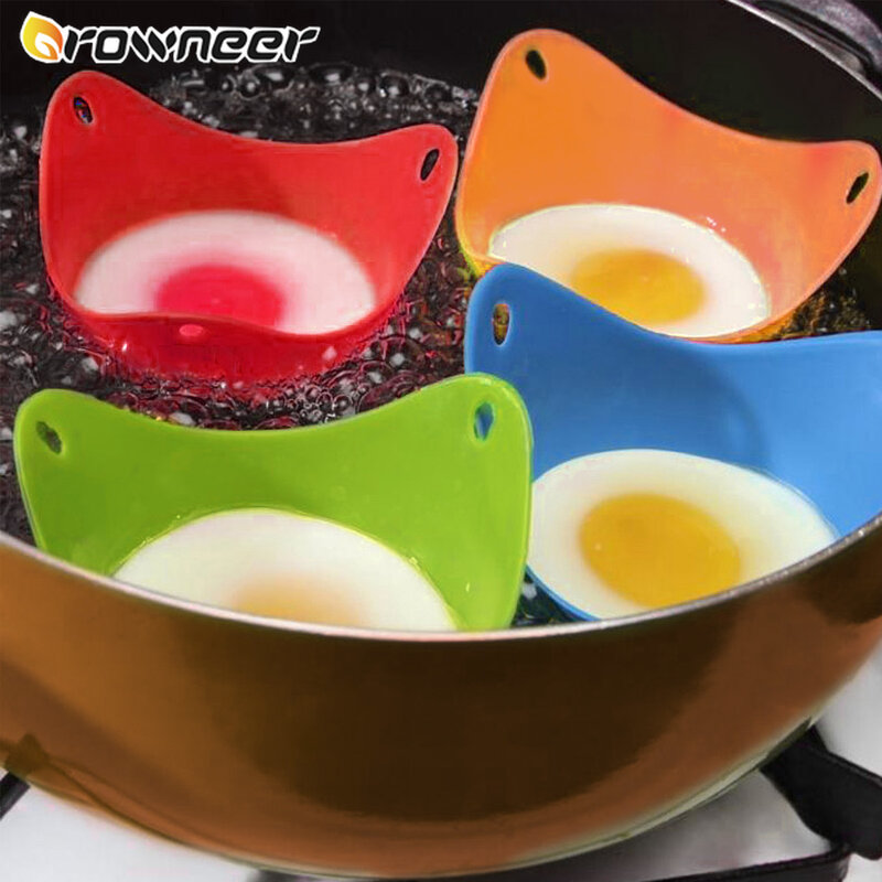Leuke Kleurrijke Ei Stroper Siliconen Ei Kom Handig Ei Cup Mold Pancake Maker Keuken Ontbijt Gekookt Water Koken Tool