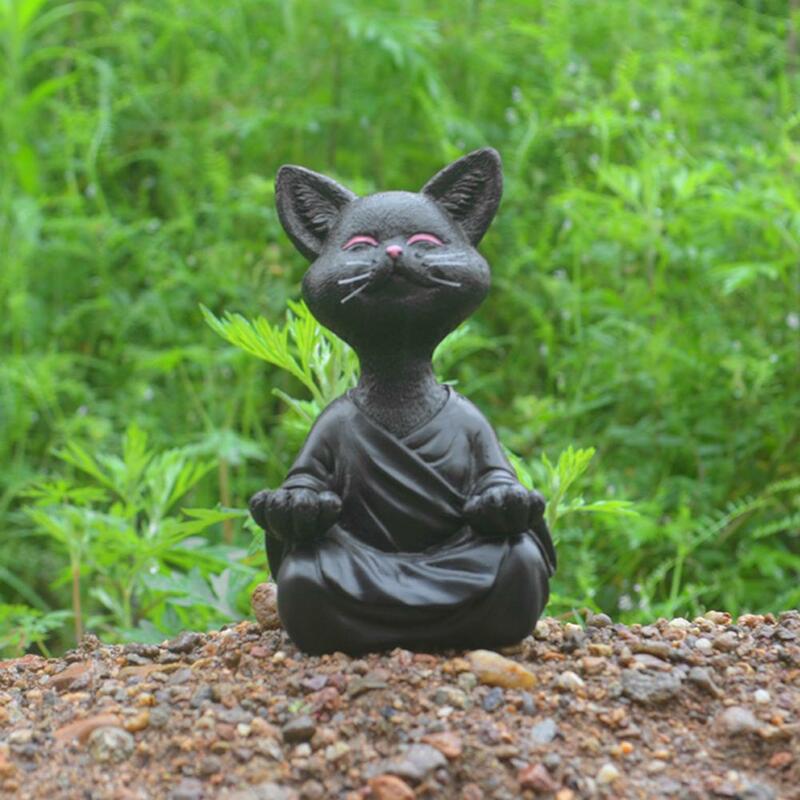 Caprichoso collectible gatos estatueta resina meditação yoga jardim estátua resina artesanato estátua jardinagem acessórios de decoração