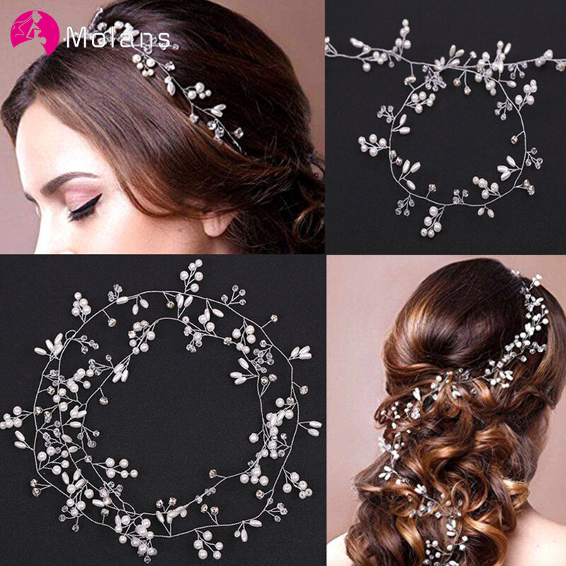 MOLANS Multi Style perle accessori per capelli in cristallo per ornamenti da sposa da sposa squisite fasce per capelli fatte a mano in lega pettini per capelli