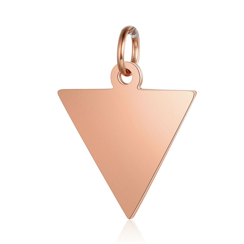 Encantos personalizados para fazer jóias ouro triângulo pingente de aço inoxidável gravar logotipo letra diy brinco pulseira colar lote