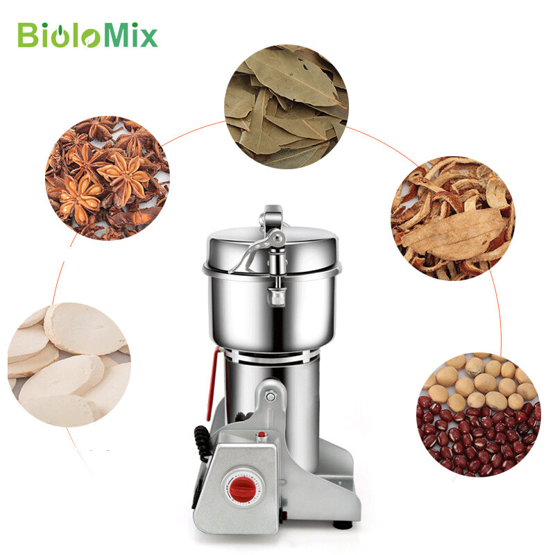BioloMix-molinillo de alimentos secos, máquina trituradora de harina en polvo, granos, especias, cereales, café, 800g, 700g