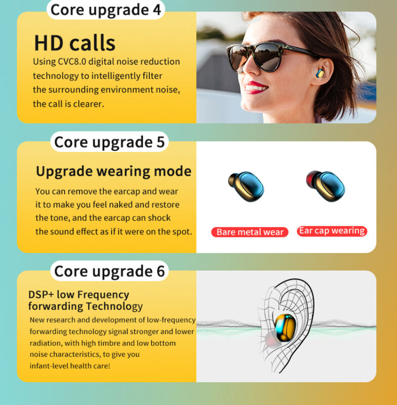 หูฟัง G6S Touch Wireless Bluetooth 5.0 2020หูฟังใหม่9D ลดเสียงรบกวนชุดหูฟังสเตอริโอหูฟังไร้สาย Hearbuds