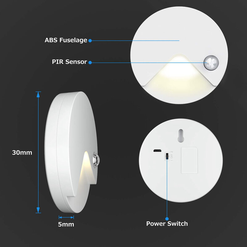 Inteligentny automatyczny czujnik ruchu ciała PIR LED indukcyjna nocna lampa na akumulator aktywowana lampa ścienna kuchnia światło szafkowe