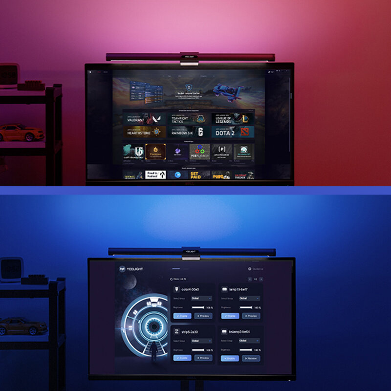 Оссветильник ительная панель Yee светильник для ПК, Компьютерный дисплей, Подвесная лампа для игр, RGB Диммируемый экран, светодиодная лампа с ...