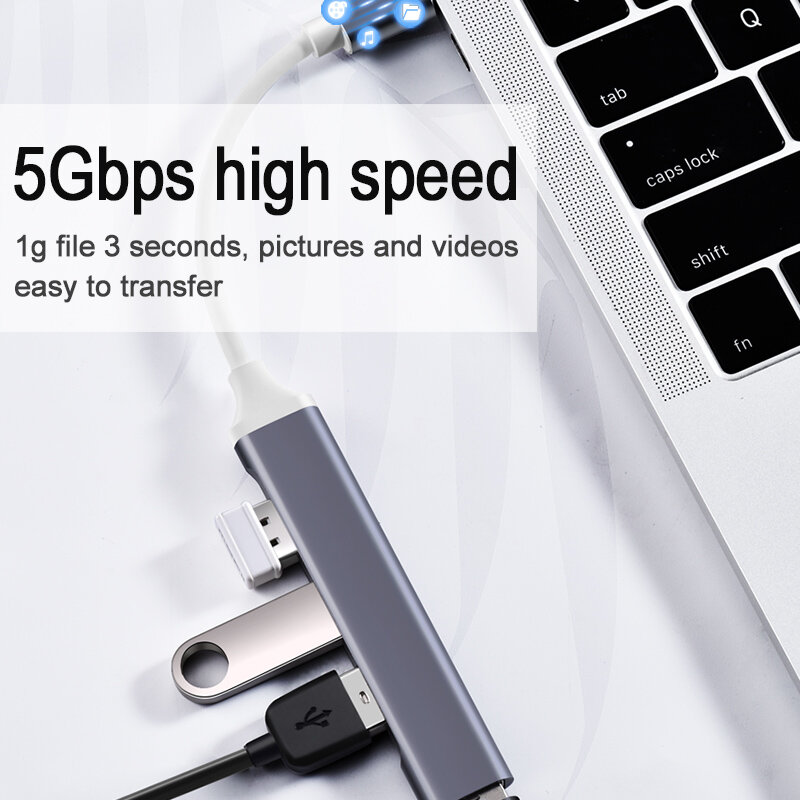 ฮับ USB C 3.0ประเภท C 3.1 4พอร์ต Splitter Adapter OTG สำหรับ Lenovo Xiaomi Macbook Pro แล็ปท็อปพื้นผิวอุปกรณ์เสริมคอมพิวเตอร์