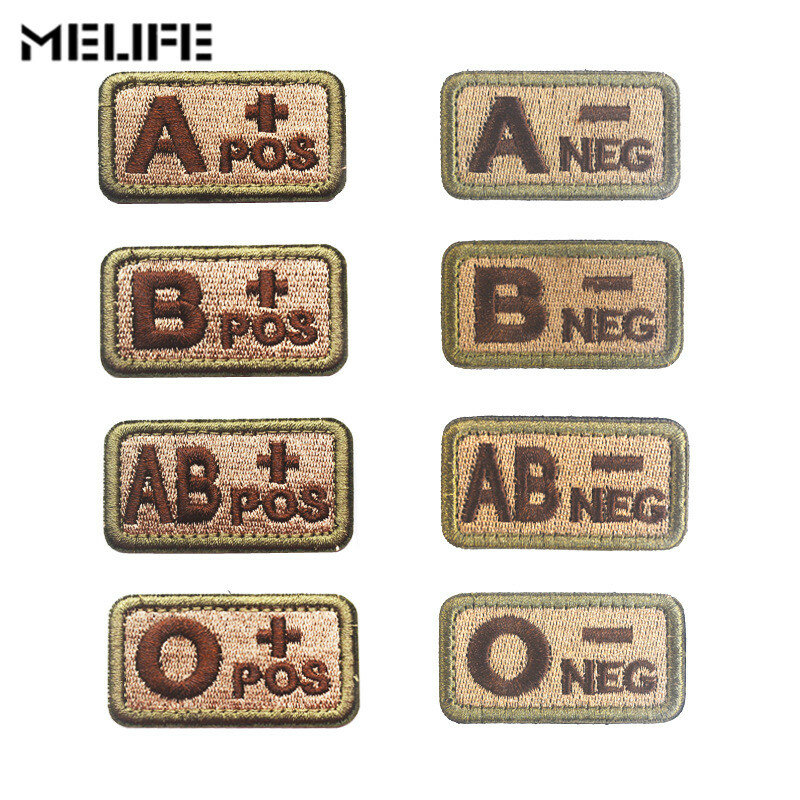 Pamiątka 3D haft krwi typu łatka dla grupy taktyczna wojskowa łatki A + O + B + AB + pozytywne a-b-ab-o-negatywne odznaki