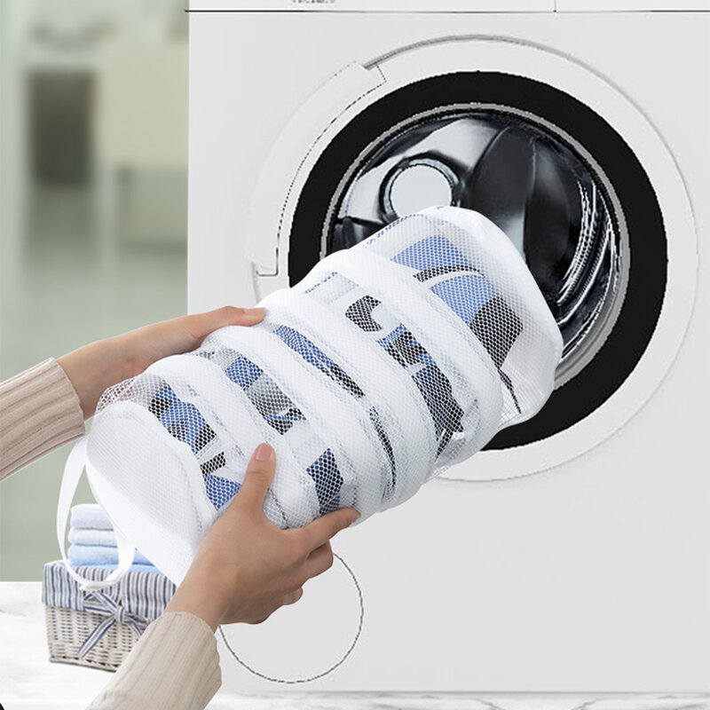 Saco de armazenamento de lavagem de sapato máquina de lavar roupa de cuidados especiais saco de lavagem de sapato doméstico saco de malha anti-deformação