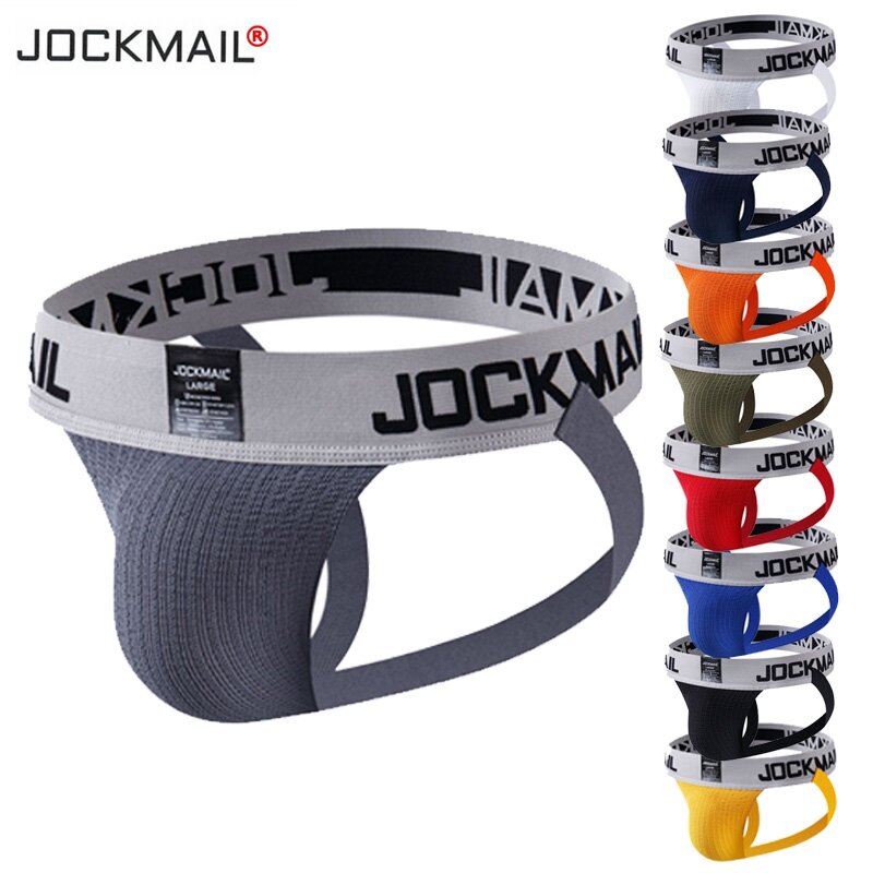 JOCKMAIL-Tanga de malla elástica para Hombre, ropa Interior Sexy de ganchillo, 9 colores, suspensorio de gran tamaño, 3 uds.