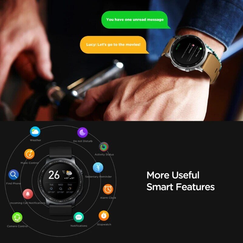 H4GA Zeblaze GTR2 Smart Watch Fitness cardiofrequenzimetro compatibile con Bluetooth monitoraggio del sonno modalità Multi sport promemoria chiamate sedentarie