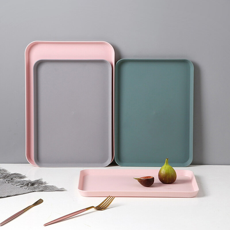 Exquisite Nordic Kreative Multi-Funktion Rechteckigen Kunststoff Tablett Küche Organizer Home Küche Obst Dessert Tray