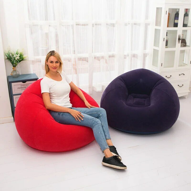Neue Art Aufblasbare Beflockung Sofa Einzigen Faul Sofa Klapp Hocker Outdoor Indoor Garten Freizeit Sitzsack Sofa