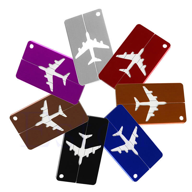 1 pz etichetta per bagagli in lega di alluminio bagaglio da viaggio etichetta per aeroplano nome etichetta per indirizzo