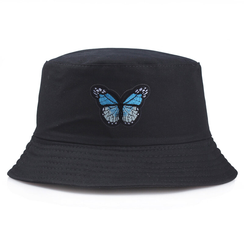 2021 protección solar nueva mariposa Harajuku pescador sombreros de Playa Sol al aire libre Unisex sombrero de cubo plegable de algodón sombrero Panamá