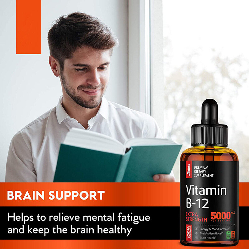 60ml vitamina b12 gota suplemento óleos essenciais orgânicos gotas ervais hidratante anti ansiedade massagem corporal vitamina b12 gota