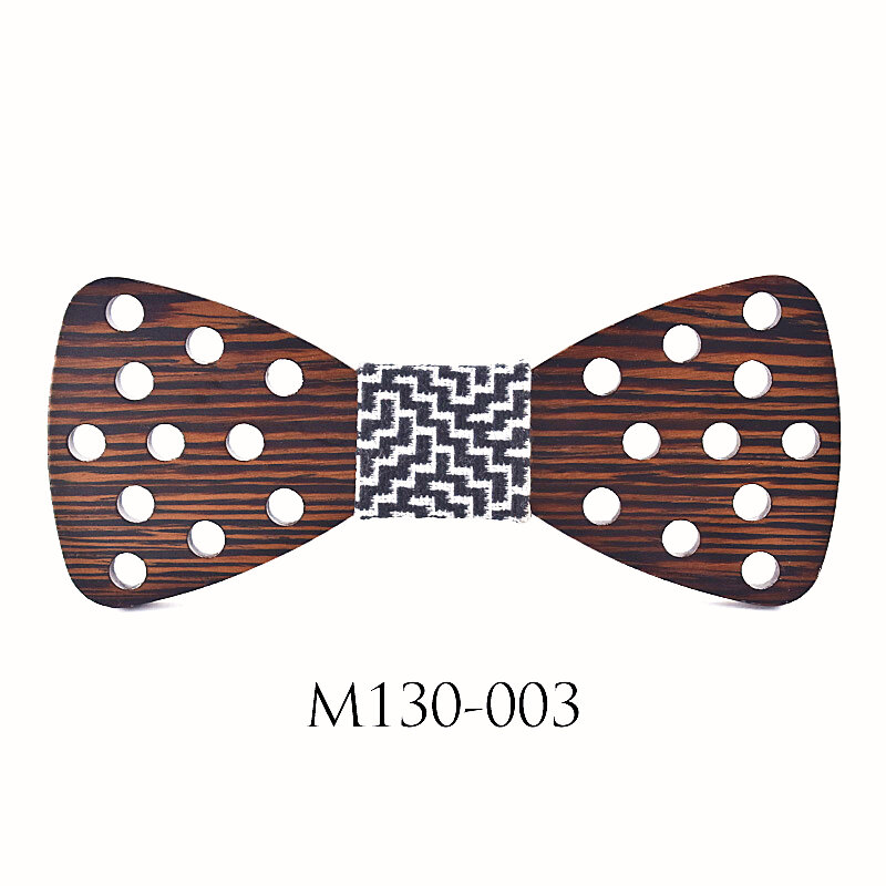 Pajarita de madera hecha a mano para hombre, corbatas de mariposa con 11 agujeros, decoración, color negro, nuevo diseño