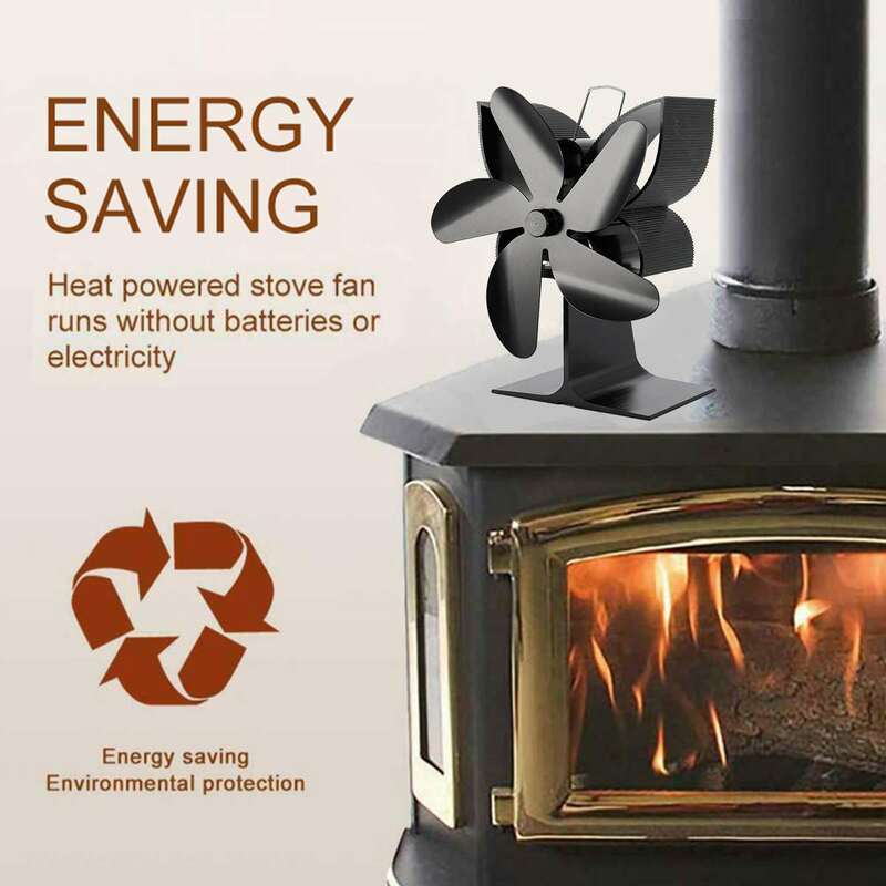 5-Hoja estufa de calor con ventilador de madera sesión quemador tranquilo ambiental ventilador para hogar calentador de herramienta casa eficiente distribución de calor