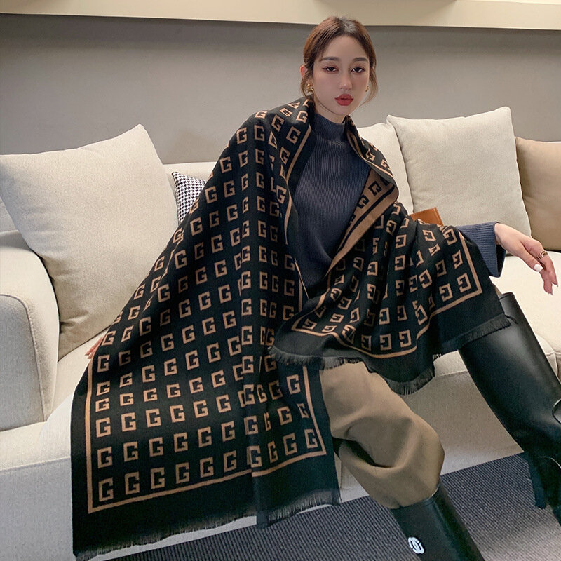 Bufanda de Cachemira de imitación para mujer, chal grueso y cálido de longitud media, Retro coreano, para otoño e invierno, novedad