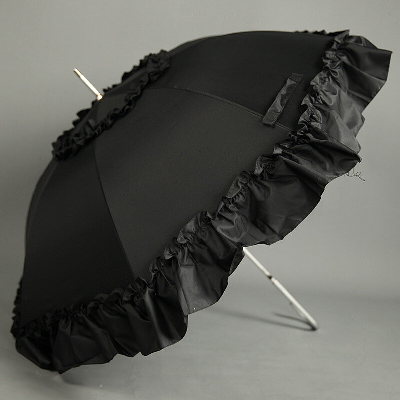 Ombrello europeo retrò in pizzo matrimonio manico lungo luce sole Bumbershoot femmina Anti Uv parasole Regalos Originales Para Mujer A