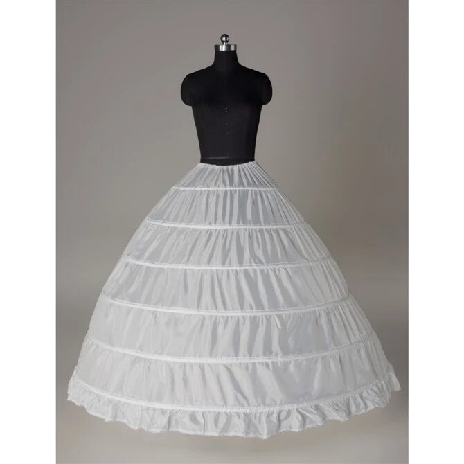 Petticoat de crinolina branco com 6 armações, saia de baile antiderrapante, vestido de noiva para casamento