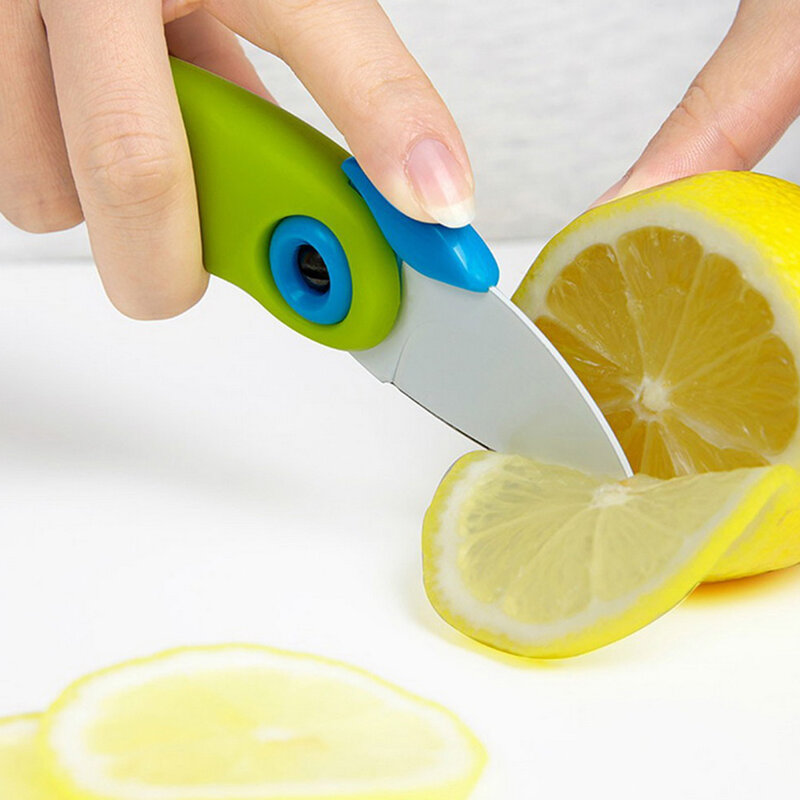 Portable Mini Blade Ceramic Peel Knife Pocket Fold Knife Cut Slice Picnic Fruit Knife Bird Pattern Vegetable Kitchen Tool