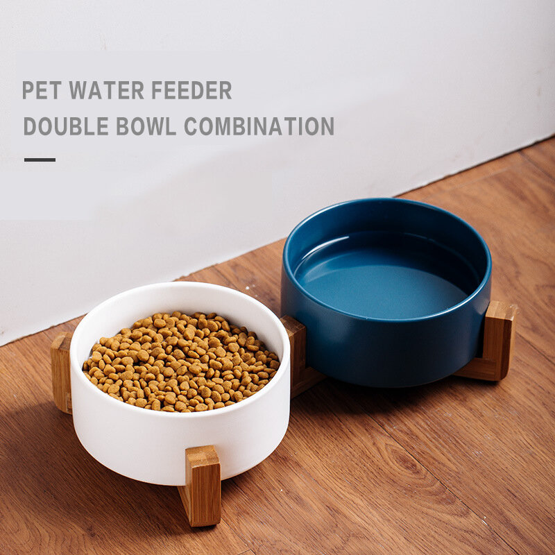 NEW TY ceramica doppia ciotola per gatti ciotola per cani alimentazione per animali domestici ciotola per acqua gatto cucciolo alimentatore forniture per prodotti cibo per animali domestici e ciotole d'acqua per