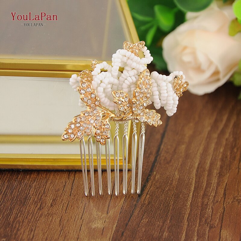 YouLaPan-Tiara nupcial HP169, peines de novia con cuentas, accesorios para el cabello de boda, joyería para el cabello, peine para el cabello de boda
