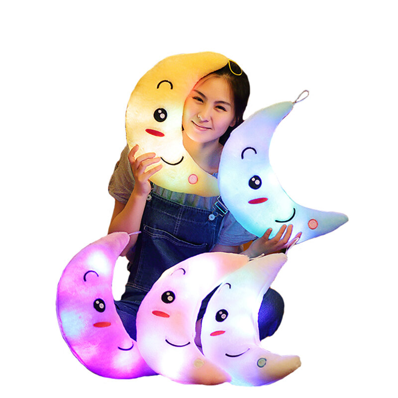 34Cm Creatieve Speelgoed Lichtgevende Kussen Soft Gevulde Pluche Gloeiende Kleurrijke Sterren Kussen Led Light Speelgoed Cadeau Voor Kinderen Kinderen meisjes
