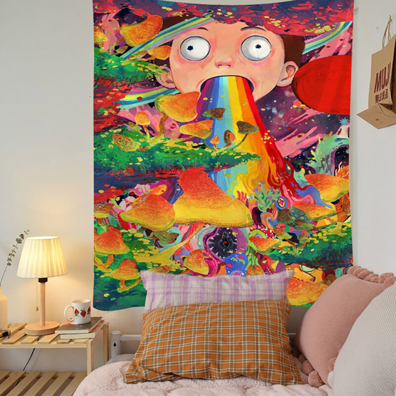 Fungo psichedelico decorazione della parete hippie arazzo appeso a parete kawaii Room decor arazzo stregoneria