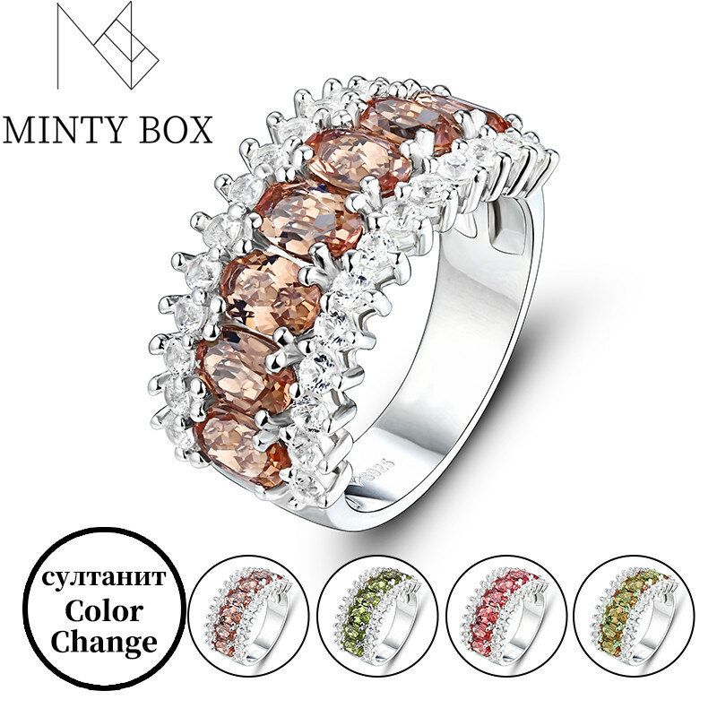 Mintybox-Anillo de GEMA de sultanita para mujer, joyería de plata sólida 925 ovalada, 4x6, de compromiso, novedad de 2021