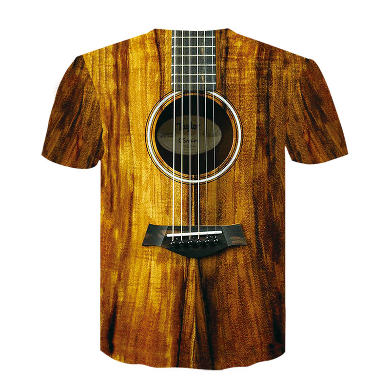 T-shirt manches courtes pour hommes, imprimé guitare musicale 3D, à la mode, Rock Roll, Harajuku