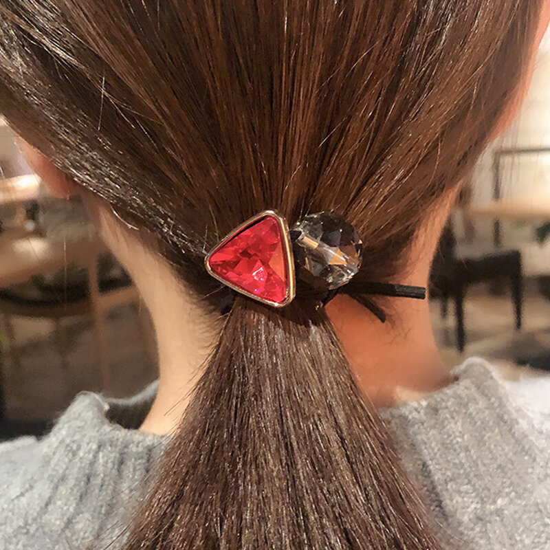 1Pc elastyczne akcesoria do włosów dla kobiet dziewczyna trójkątne kryształowe gumki kucyk Holder guma do włosów krawaty Scrunchies Hairband
