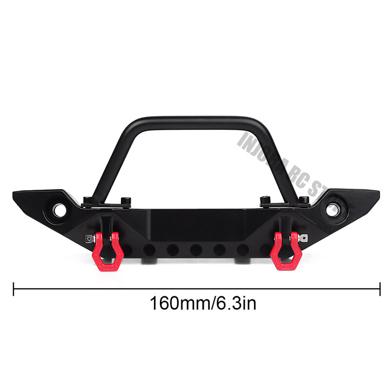 Black Metal Front Bumper with Tow Hook for 1:10 RC Crawler Car Axial SCX10 90046 SCX10 III AXI03007 Traxxas TRX-4
