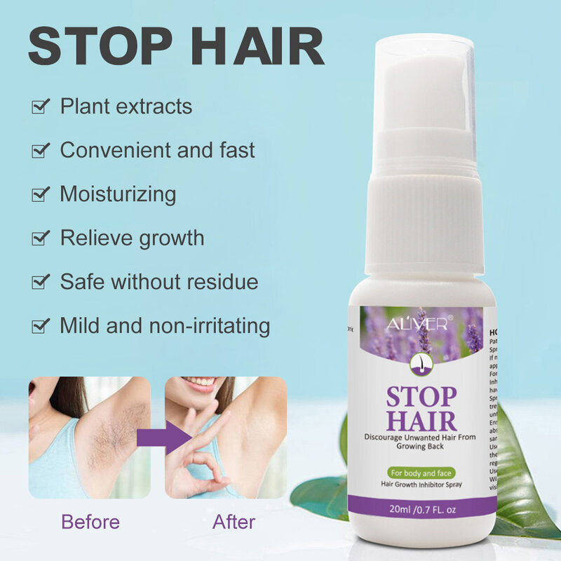 20ml Spray antirumore per capelli Spray indolore per la crescita Spray per la depilazione Non irritante per braccia gambe ascelle