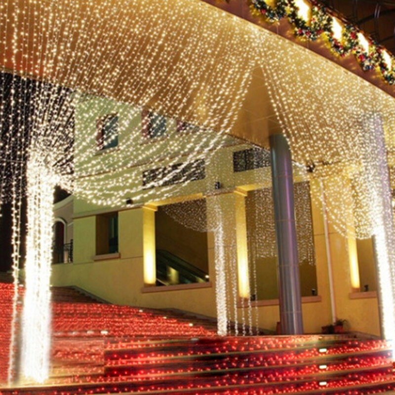 3x 3m LED ضوء سلسلة 300LEDs ستار مصابيح لعيد الميلاد جليد جارلاند مصباح حديقة سلسلة الديكور الاتحاد الأوروبي/الولايات المتحدة/الاتحاد الافريقي/الم...