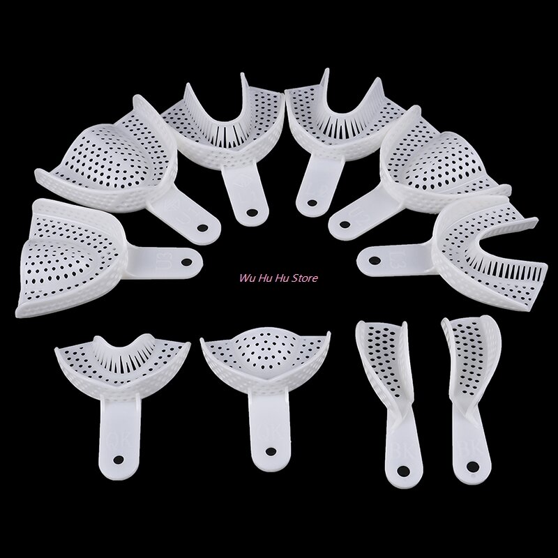 2 Stuks Wit Plastic-Stalen Tanden Houders Prothese Model Materialen Mondhygiëne Kliniek Tandarts Product Dental Impressions Trays