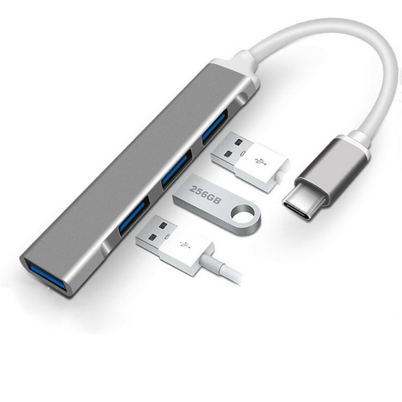 Concentrador de red USB tipo C 3,1, adaptador divisor múltiple de 4 puertos OTG USB para Macbook Pro 13 15 Air Mi Pro HUAWEI PC, accesorios