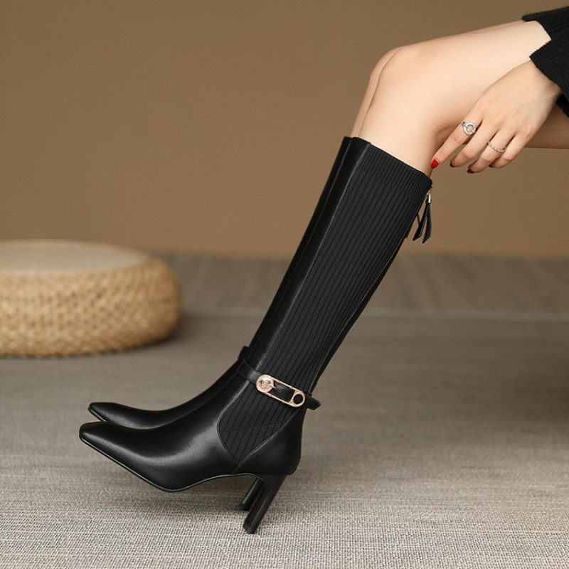 ฤดูหนาวผู้หญิง Plus Velvet รองเท้าส้นสูงสุภาพสตรีต้นขาสูงรองเท้า,ความร้อนคุณภาพรองเท้าข้อเท้า,ไ...