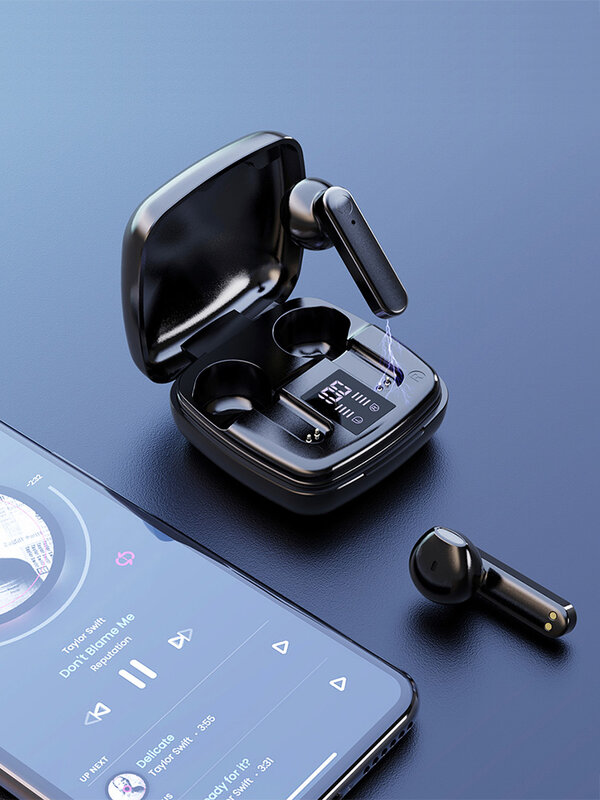 Led 디스플레이 TWS 블루투스 이어폰 (마이크 포함) 터치 컨트롤 무선 헤드폰 헤드셋 방수 소음 감소 귀에