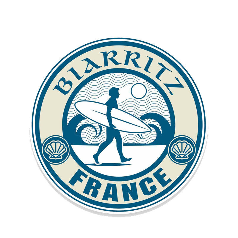 CMCT Travel Surf Cool Biaritz ภาษาฝรั่งเศสคำหน้าต่างรถจักรยานยนต์ไวนิล Scratch กันน้ำ PVC สติกเกอร์15ซม.-15ซม.