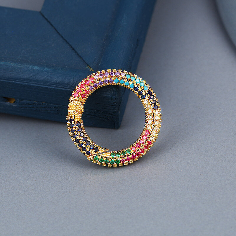 MINHIN-mosquetón de circonia cúbica Multicolor, ganchos de interruptor para colgar, cadena colgante, accesorios de fabricación de joyería Bohemia, Color dorado