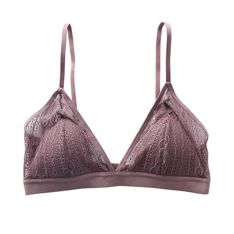 Women's Full coverage Wirefree Padded Triangle Bralette Plunge Lace Bra