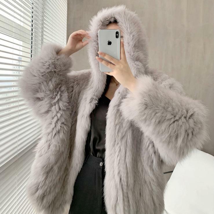 Sexy imitação de pele de raposa mulheres inverno com capuz de lã toscana falso casacos de pele feminina imitação macia alta qualidade jaqueta outono k1552