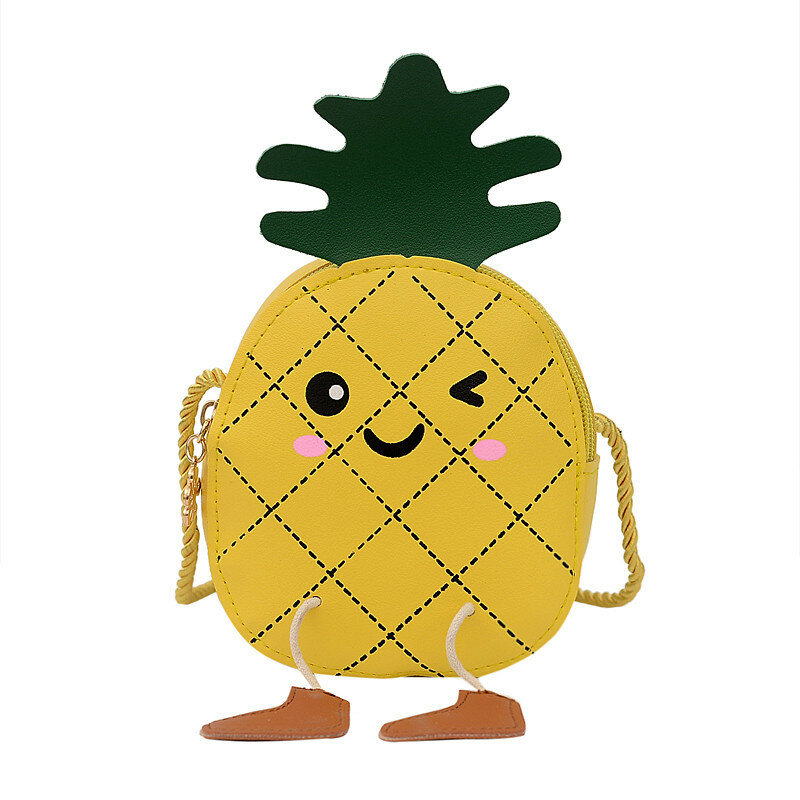 Cute Small PU Bag For Children Kids Girls Little  Pineapple Purse Crossbody Bag Christmas Gift Coin Purse Shoulder Bag Bolsa