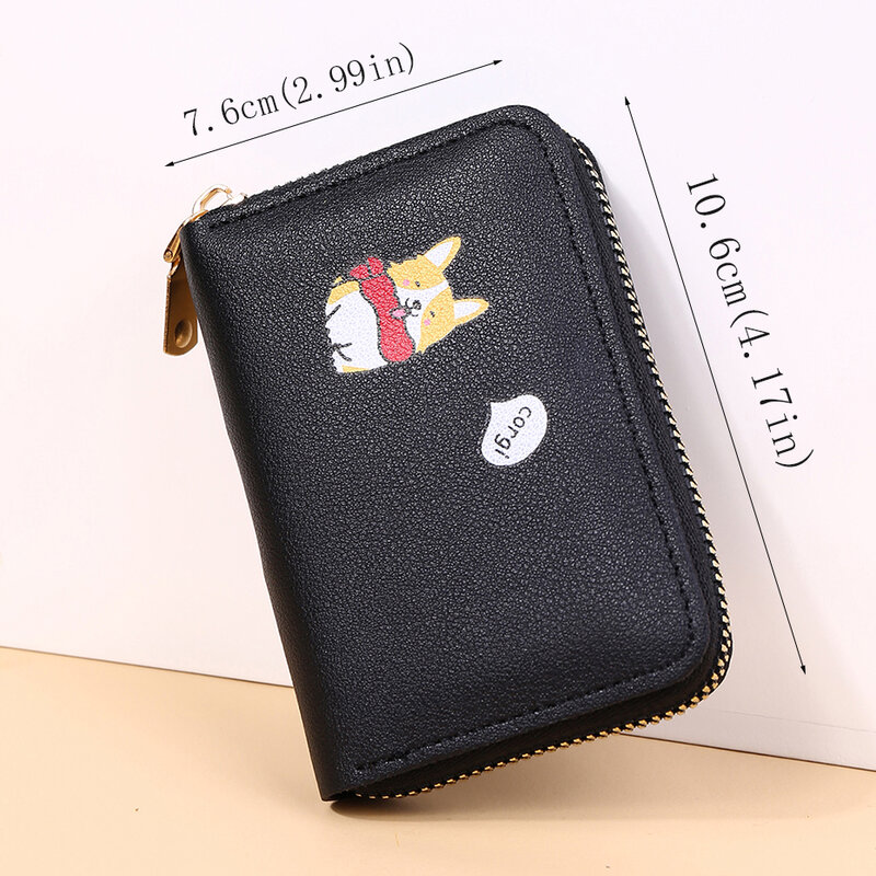 New Card Holder For Women Cute Short Wallet Cartoon Animals Dog Pattern Leather PU Ladies Coin Purse Clutch Money Bags