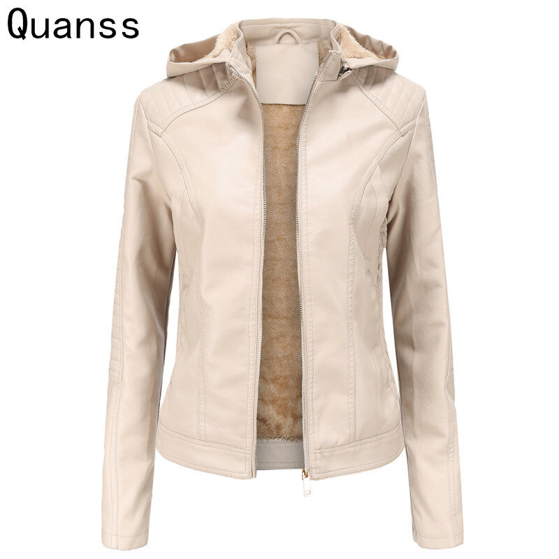 abrigos y chaquetas su Quanss-Chaqueta de piel sintética para mujer 