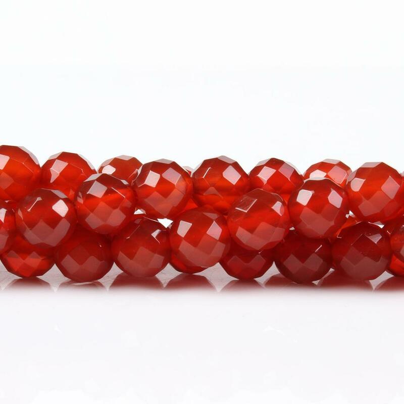 Pierre Fine en Agate rouge naturelle, 64 facettes, 6, 8, 10mm, perles rondes, accessoires pour Bracelet, collier, boucle d'oreille, bricolage, fabrication de bijoux