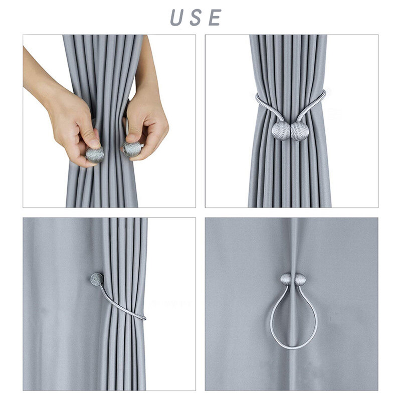 ใหม่ลูกบอลแม่เหล็กผ้าม่านTiebacks Tieเชือกอุปกรณ์เสริมแท่งอุปกรณ์เสริมHoldbacks BuckleคลิปHook Home Decor