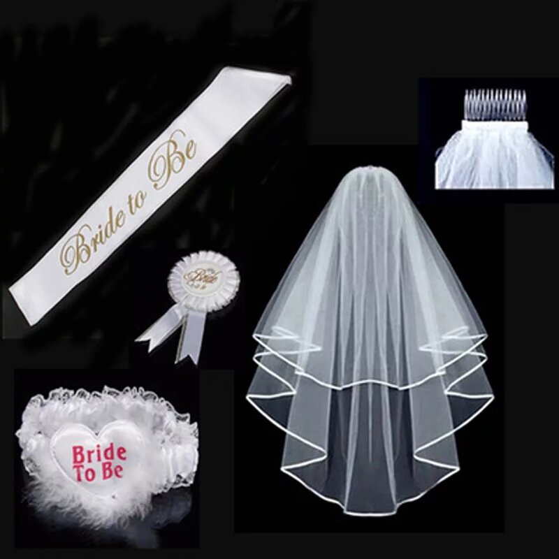 4pcs/set Bachelorette Party Wedding Veil Decoration Supplies Wedding Decor Bridesmaid Team Bride To Be Satin Sash Hen Party